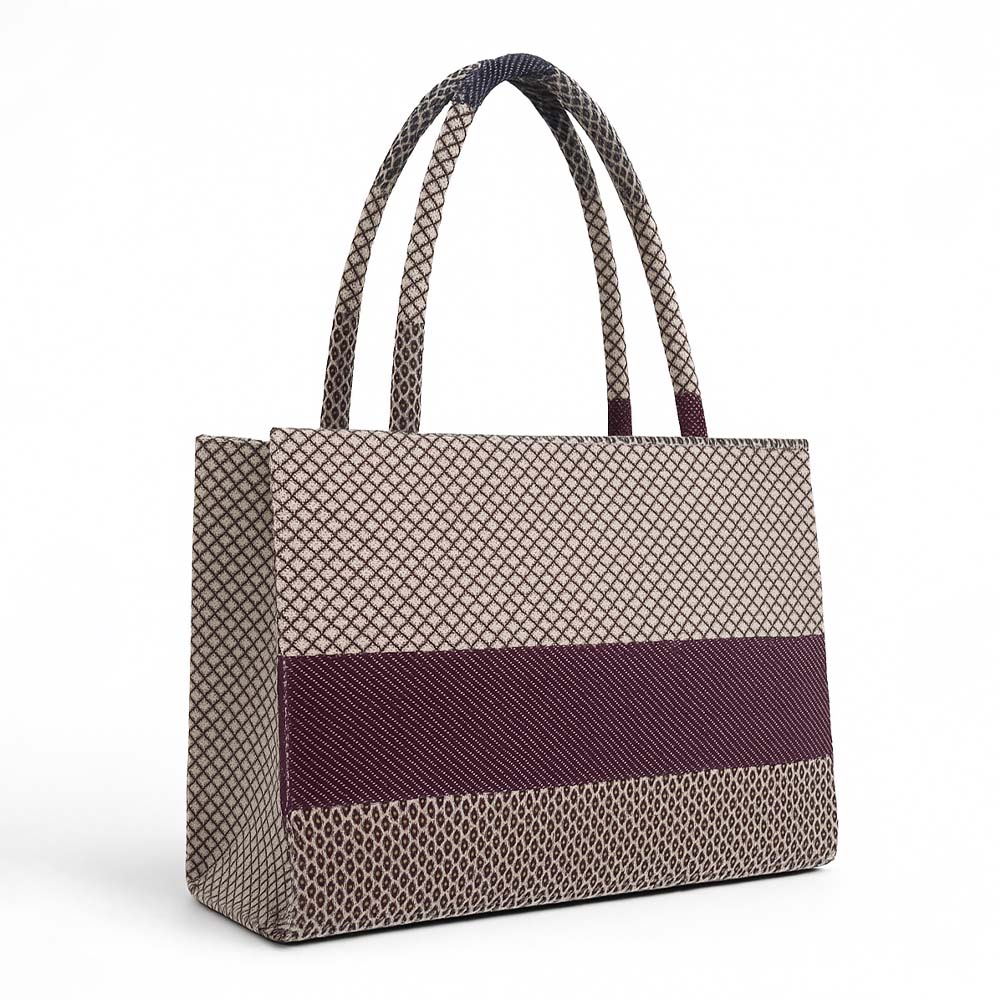 Plum Geo-Weave Jacquard Tote Bag