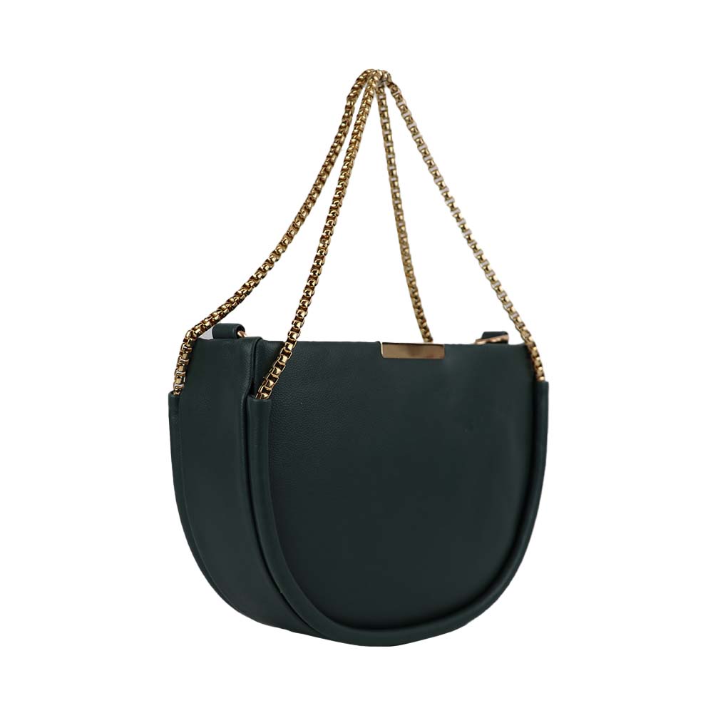 Semi Circle Sling Bag with Gold Chain Strap