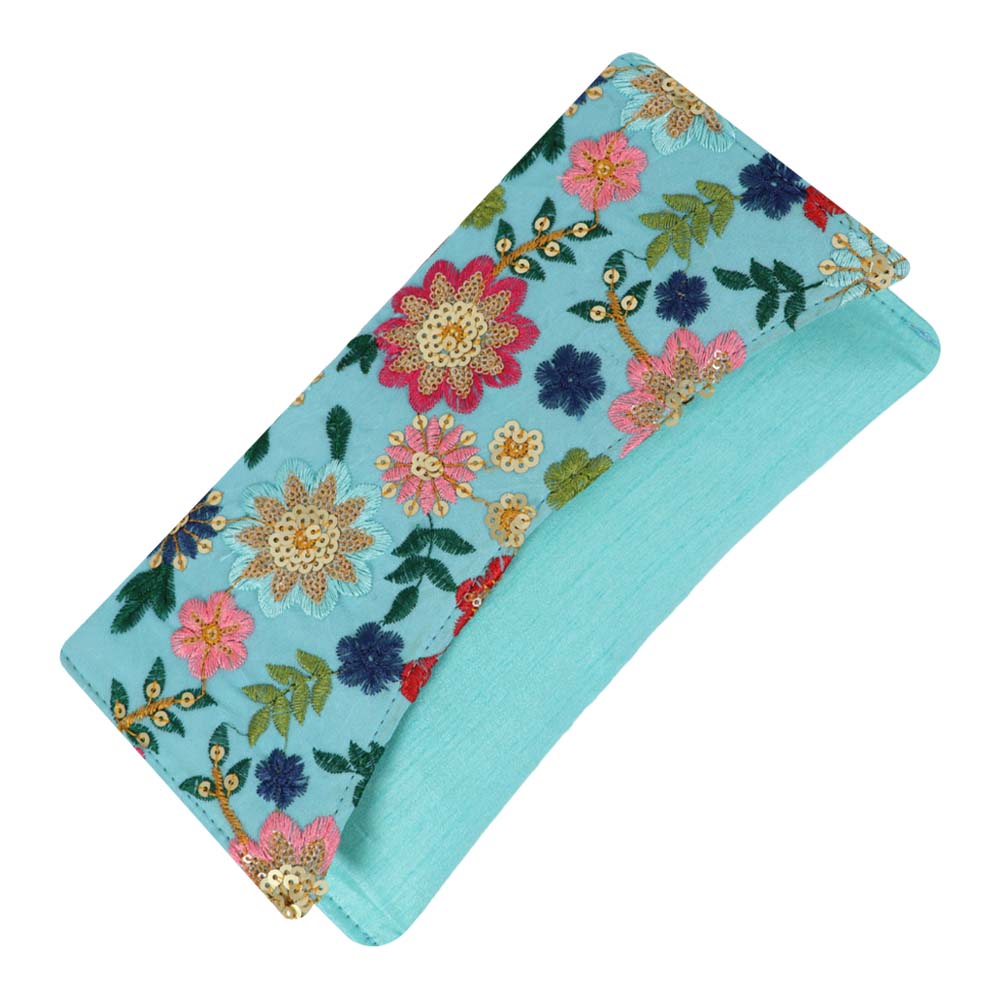 Floral Embroidered Clutch with Sequin Detailing