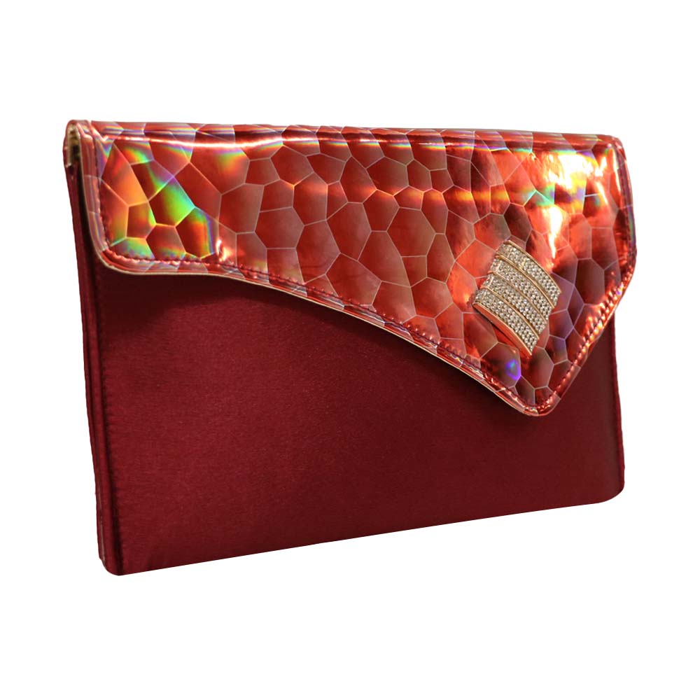 Texture Clutch Sling Bag with Gold Chain Strap Party clutch