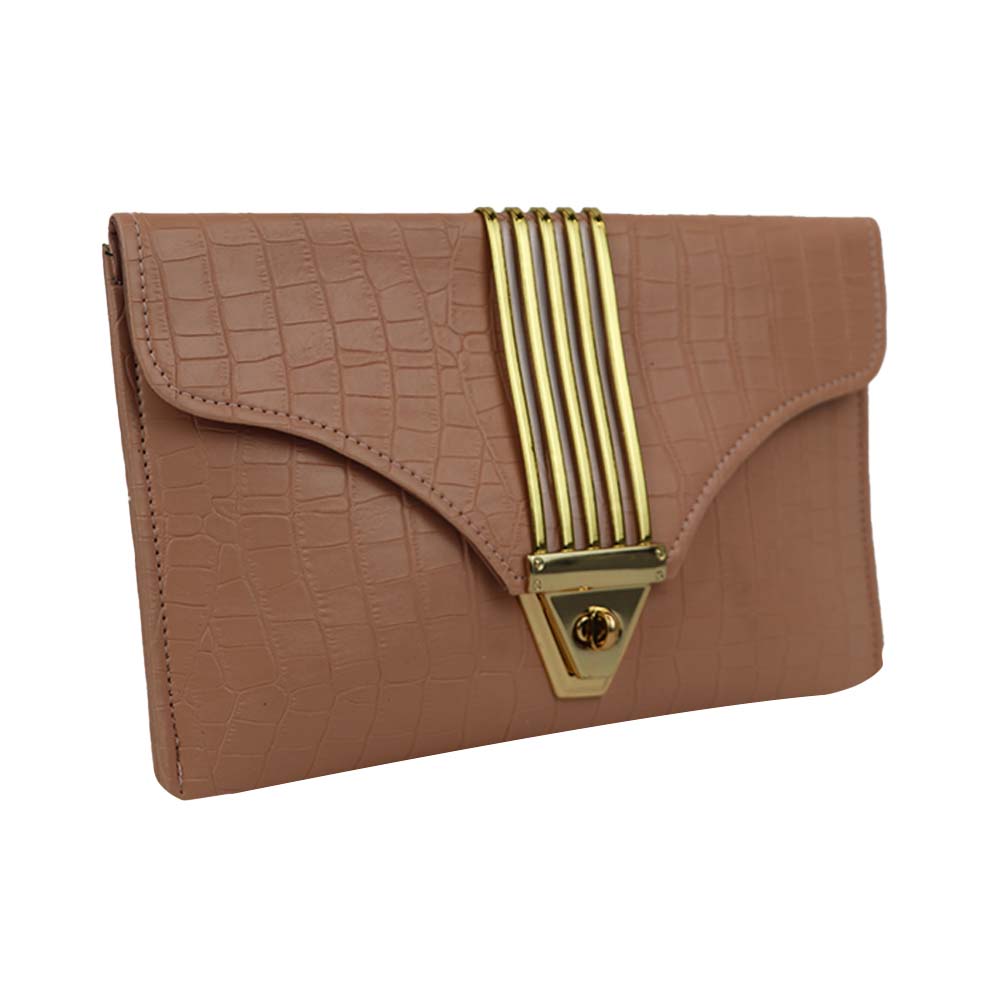 Texture Clutch Sling Bag with Gold Chain Strap Party clutch