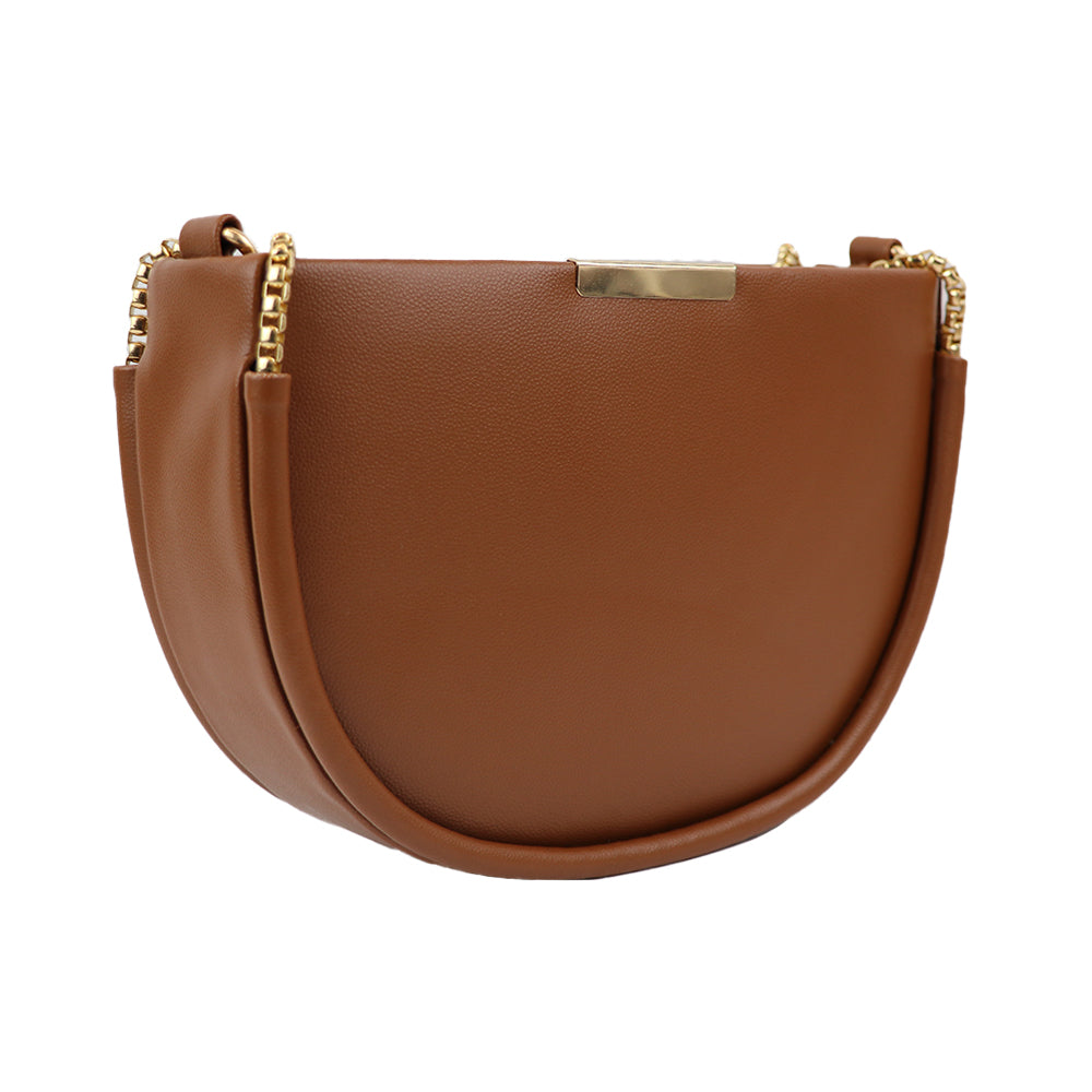 Semi Circle Sling Bag with Gold Chain Strap