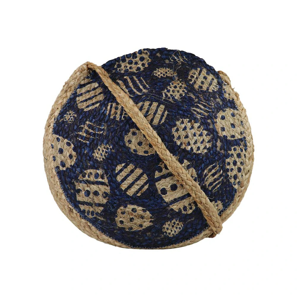Women’s Round Jute Sling Bag with Rope Strap