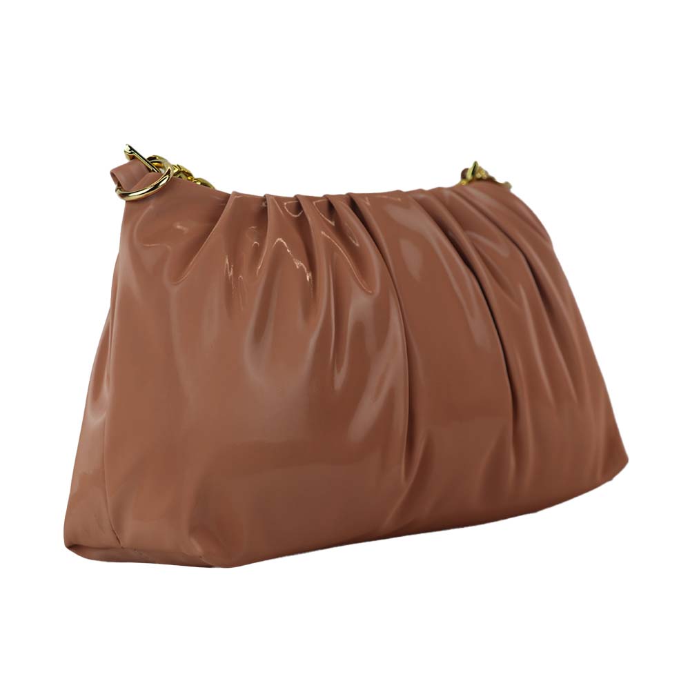 Velvet Pattern Shoulder Bag with Gold Chain Strap Teddy Charm Fashion