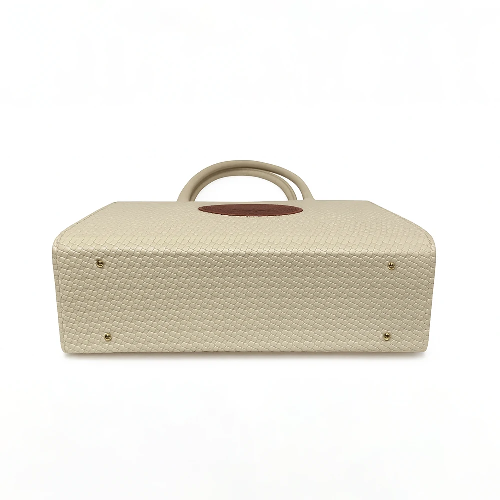 Tan Woven Textured Tote Bag