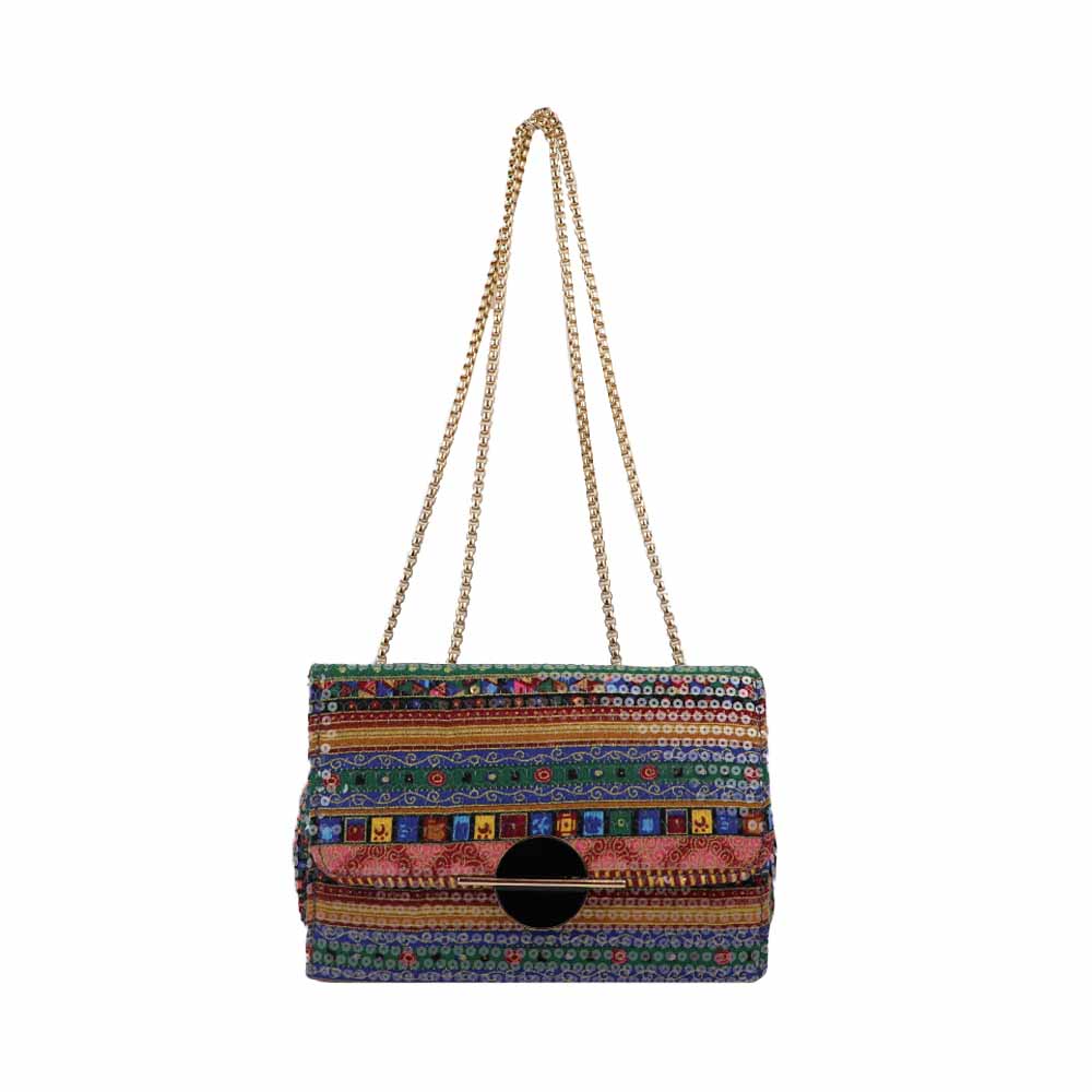 Clutch Bag with Gold Chain Strap Stylish Party Handbag