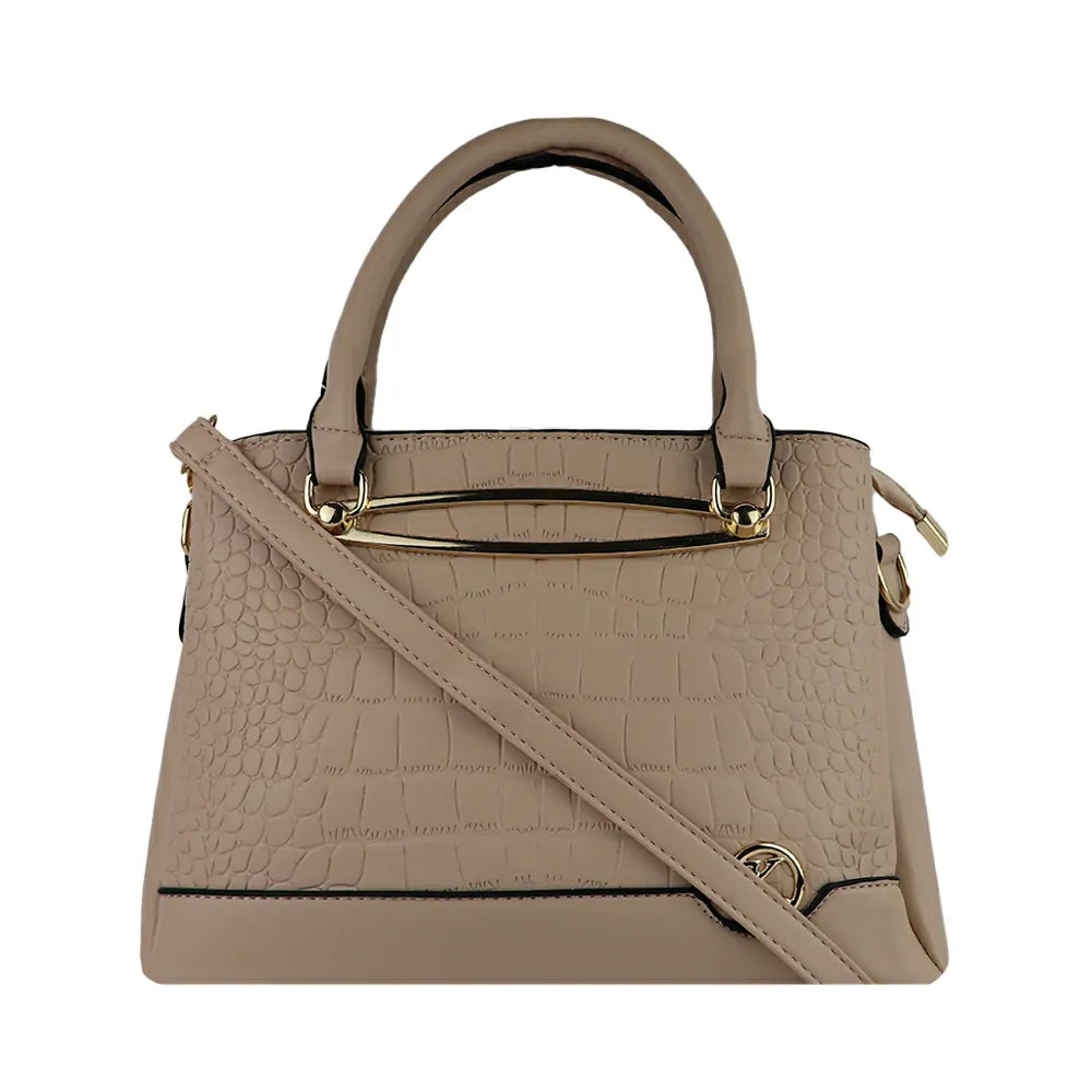 Texture Handbag with Top Handle & Sling Strap Stylish