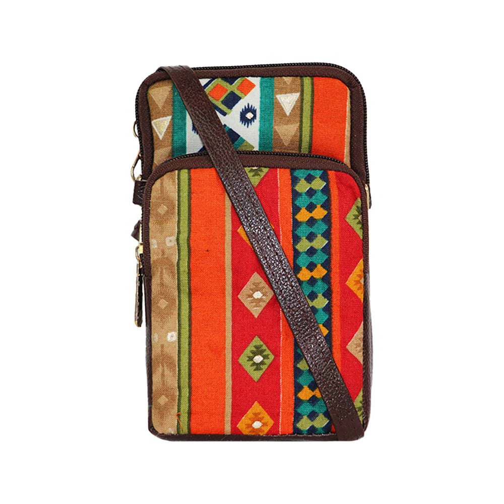Multicolor Printed Sling Bag with Dual Zipper