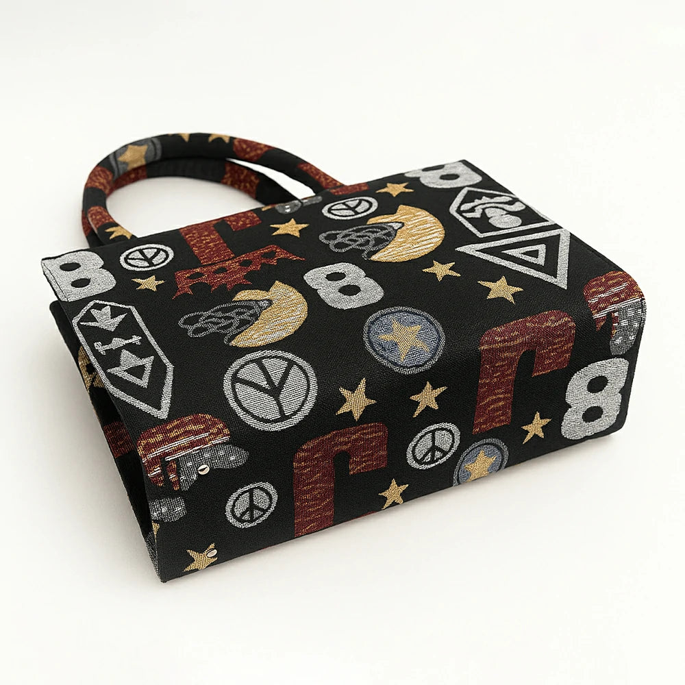 Monochrome Jungle Tapestry Tote Bag