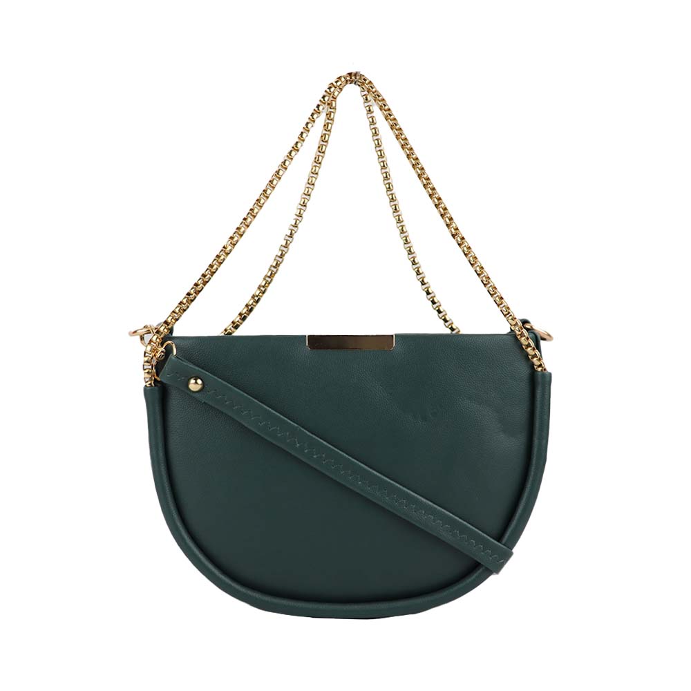 Semi Circle Sling Bag with Gold Chain Strap