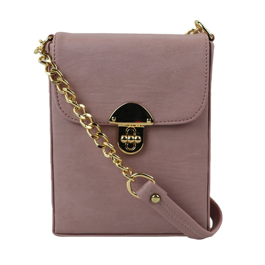 Texture Sling Bag with Gold Chain Strap