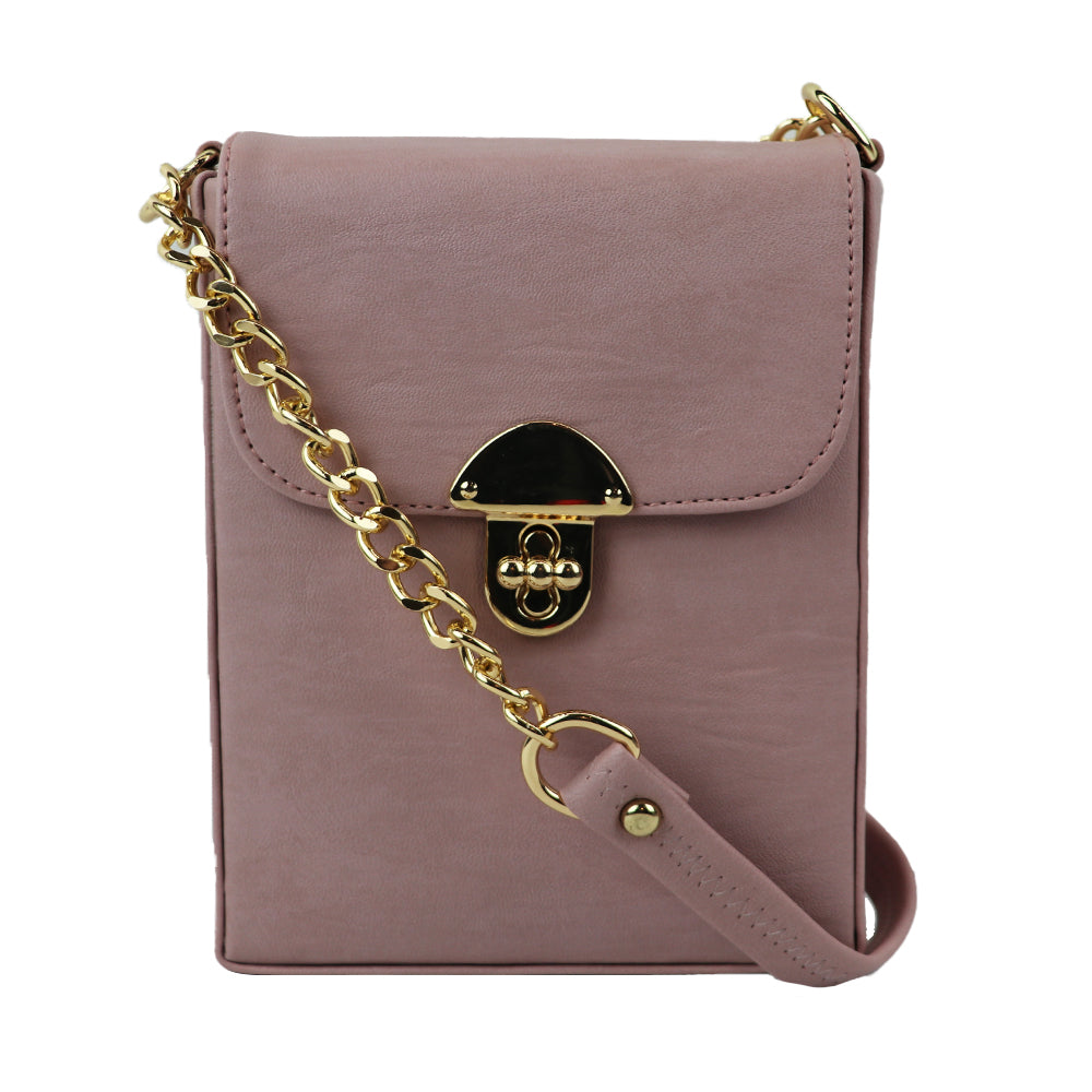 Texture Sling Bag with Gold Chain Strap