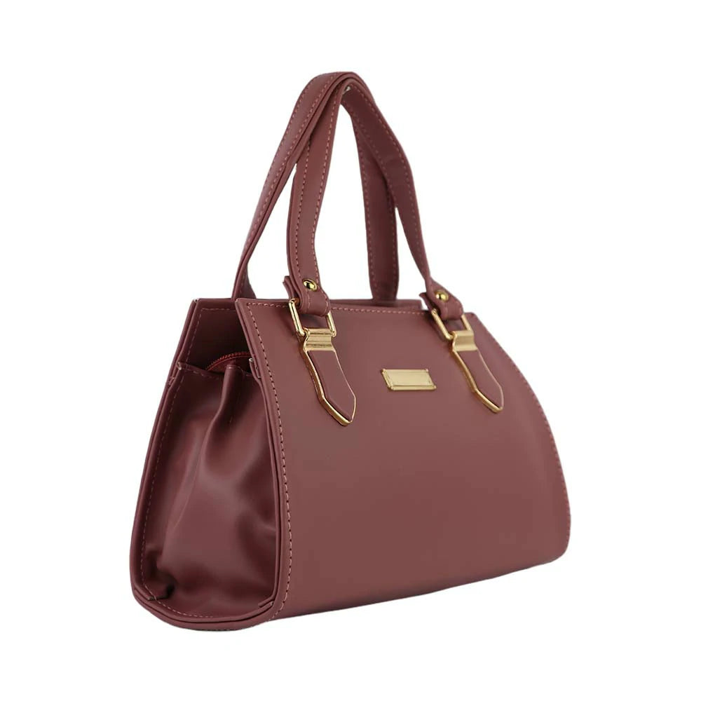 Women Structured Handbag with Detachable Sling Strap, Premium Finish.