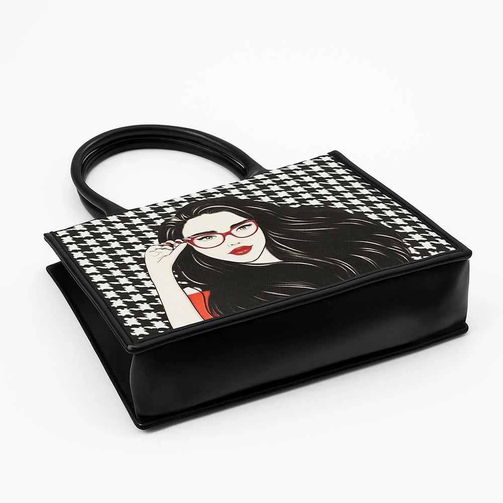 Glam Girl Houndstooth Canvas Tote