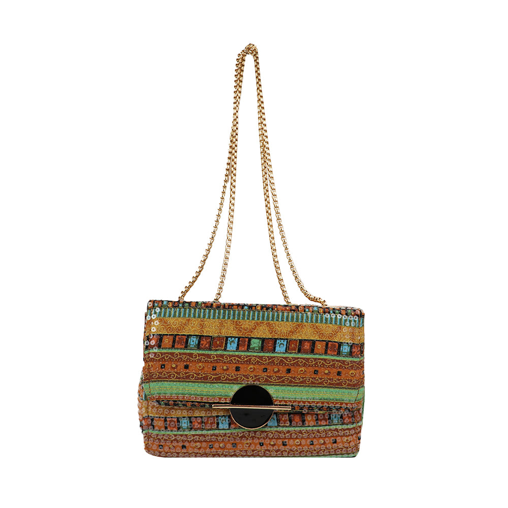 Clutch Bag with Gold Chain Strap Stylish Party Handbag