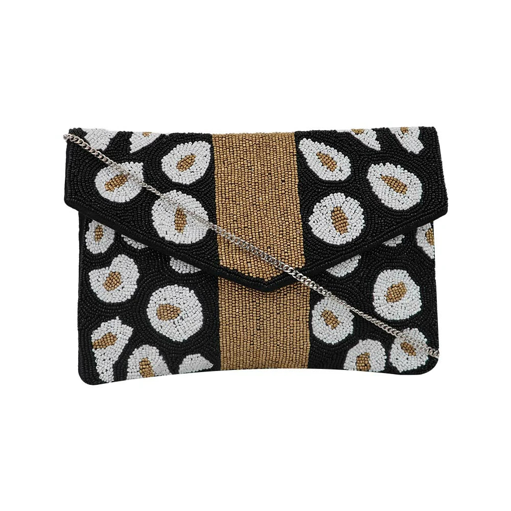 Women’s Woven Flap Clutch with Detachable Chain Strap