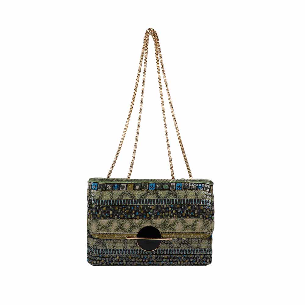 Clutch Bag with Gold Chain Strap Stylish Party Handbag