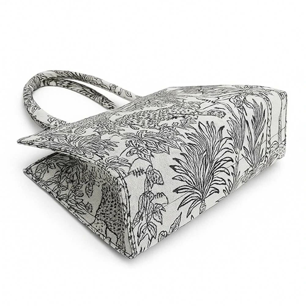 Monochrome Jungle Tapestry Tote Bag