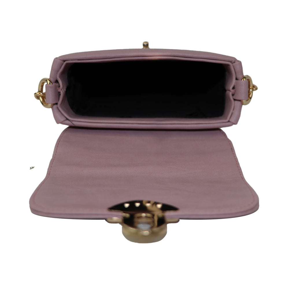 Texture Sling Bag with Gold Chain Strap