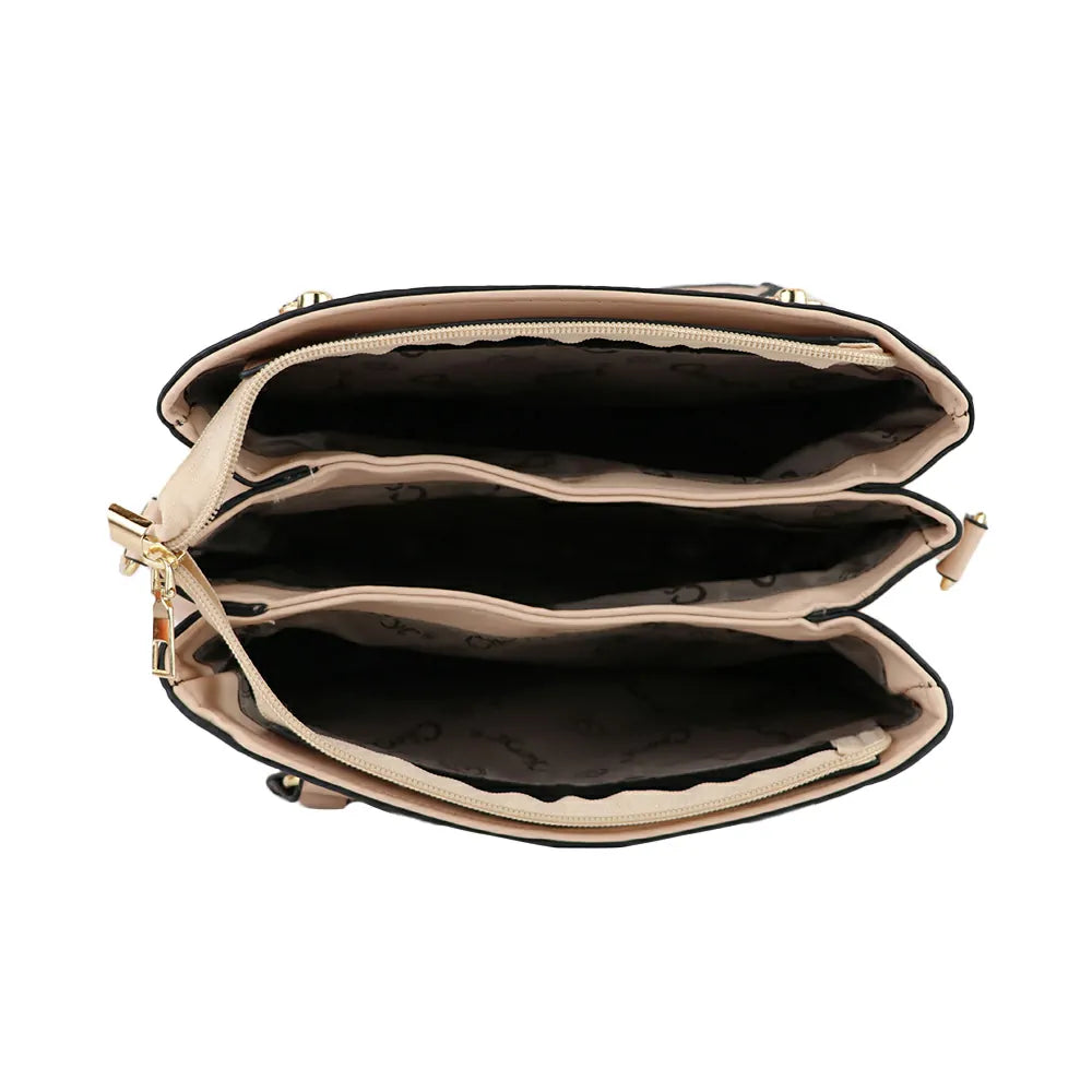 Texture Handbag with Top Handle & Sling Strap Stylish