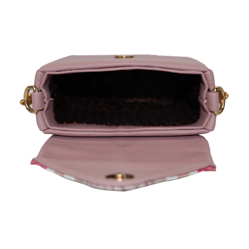 Texture Sling Bag with Gold Chain Strap