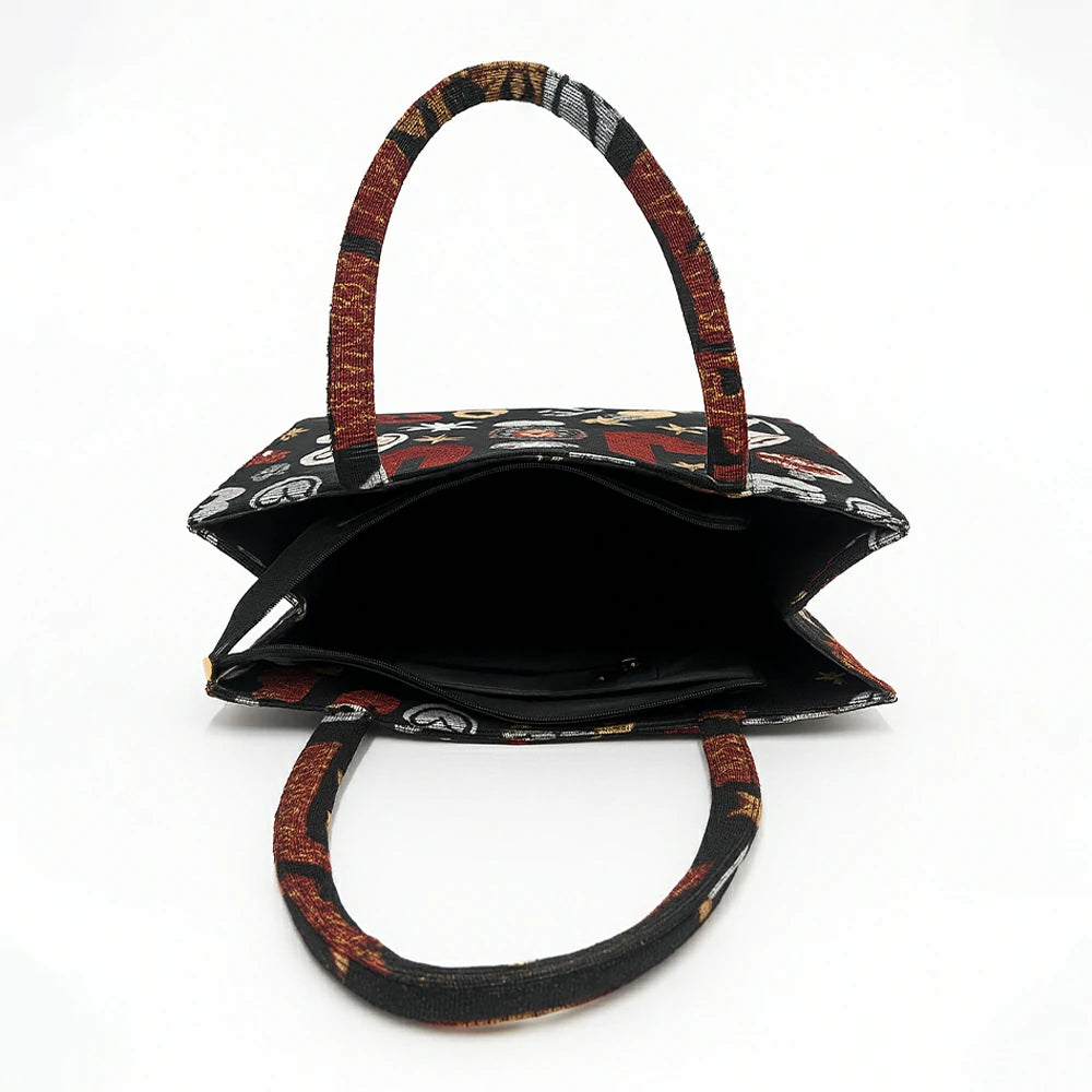 Monochrome Jungle Tapestry Tote Bag