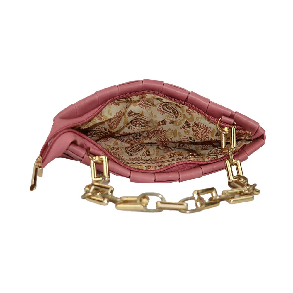Woven Shoulder Bag with Gold Chain Strap Fashion Party Sling bag