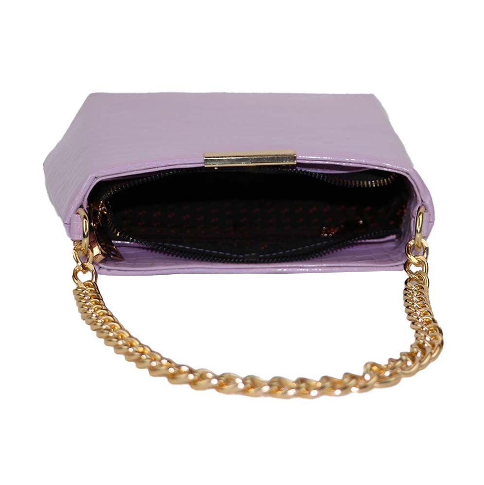 Texture Chain Strap Handbag with Detachable Sling Strap Stylis