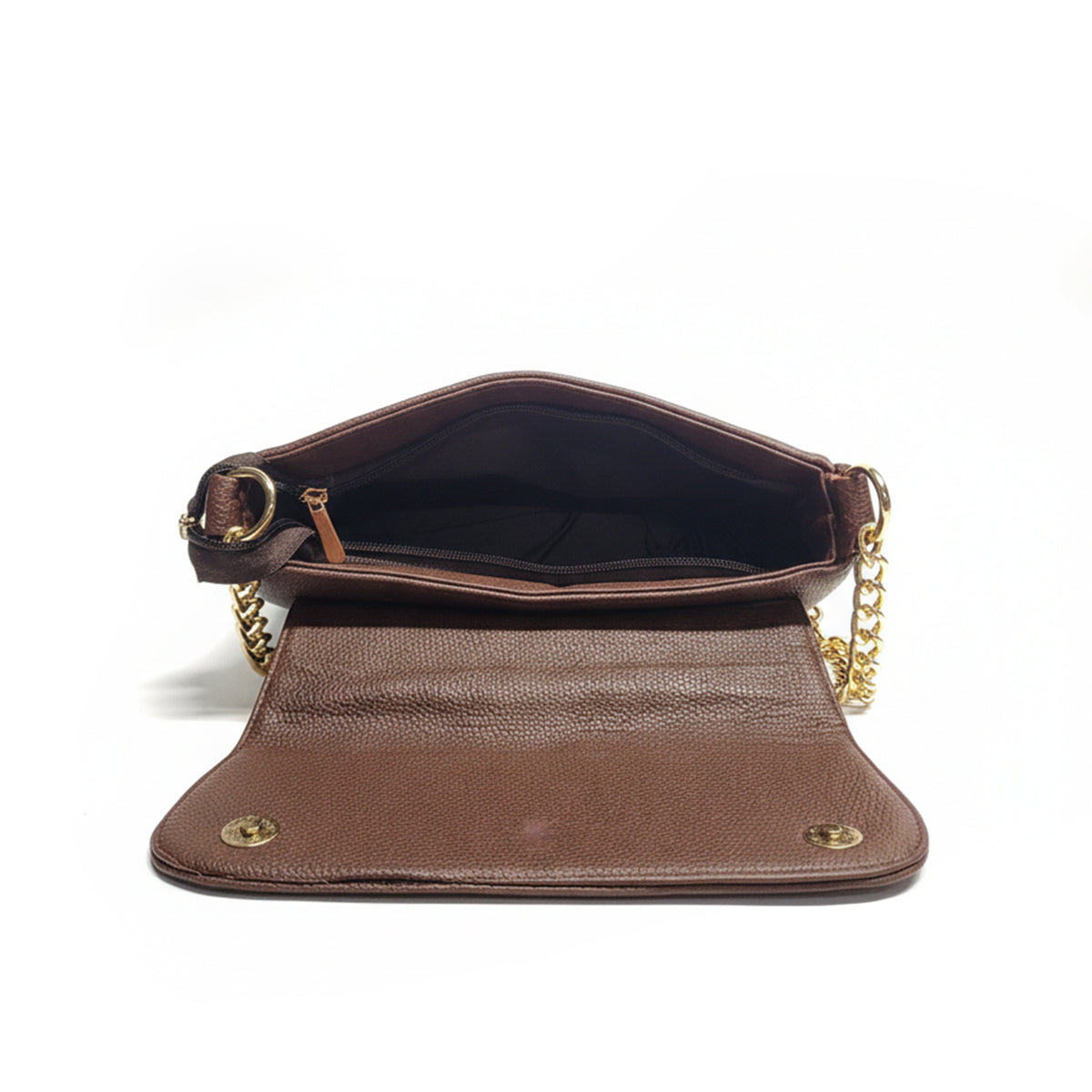Elegant Textured Flap Shoulder Bag with Gold Chain Strap