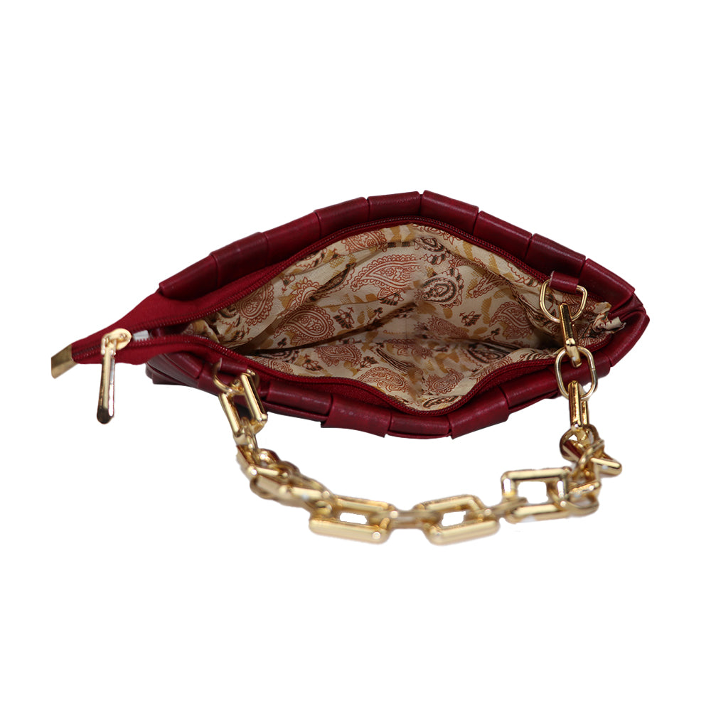 Woven Shoulder Bag with Gold Chain Strap Fashion Party Sling bag