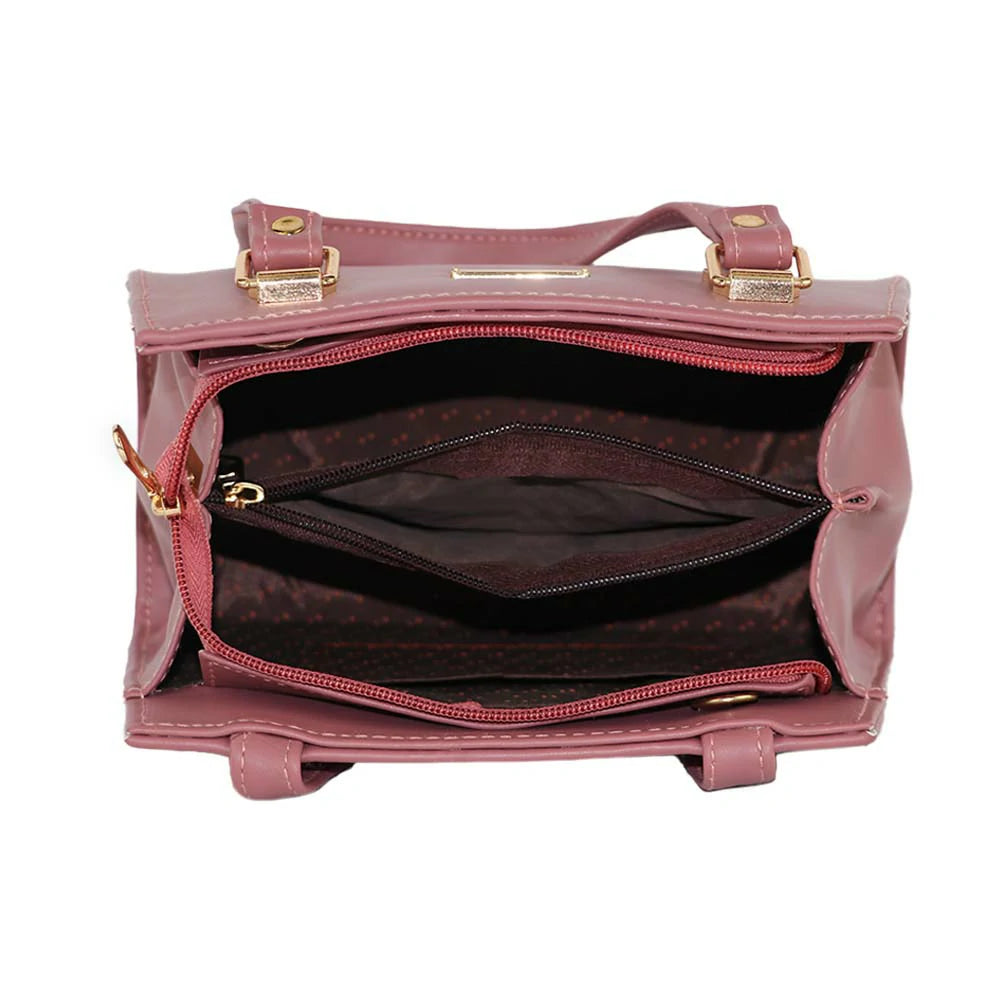 Women Structured Handbag with Detachable Sling Strap, Premium Finish.