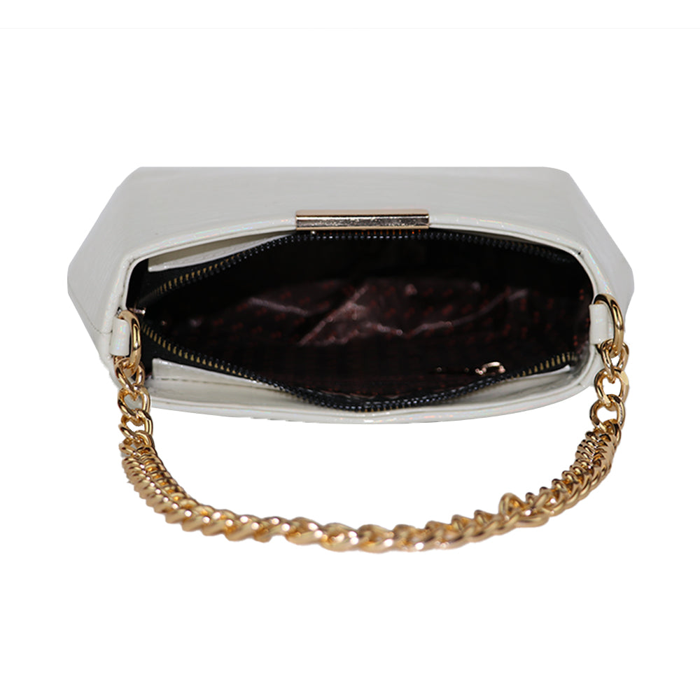 Texture Chain Strap Handbag with Detachable Sling Strap Stylis