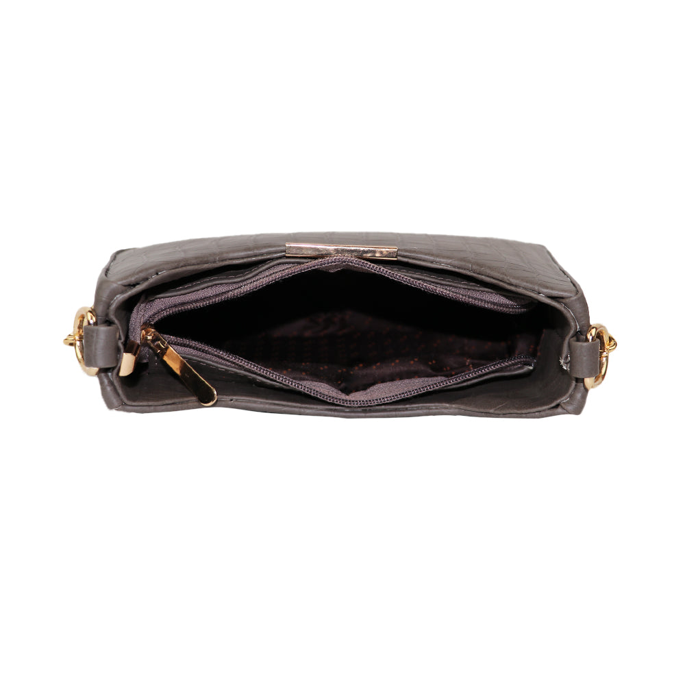 Texture Sling Bag with Gold Chain Strap