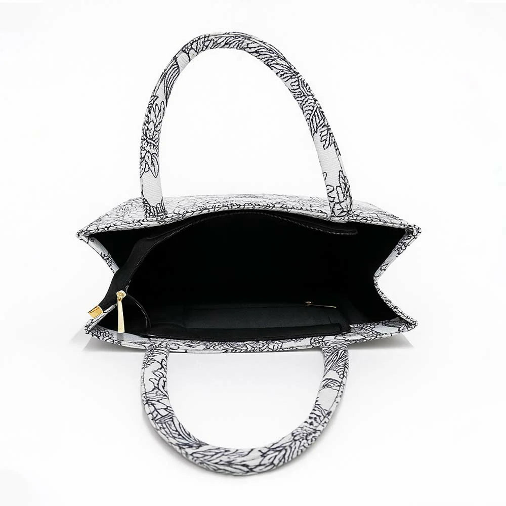 Monochrome Jungle Tapestry Tote Bag