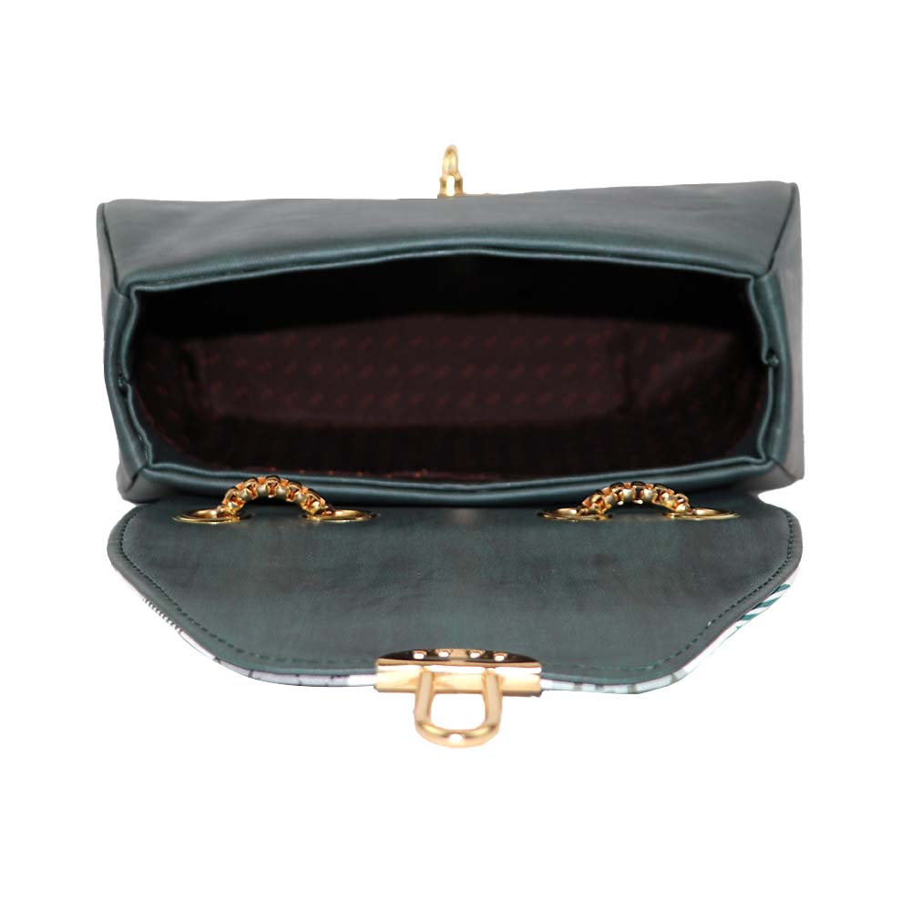 Chain Strap Sling Bag with Pattern Flap bag