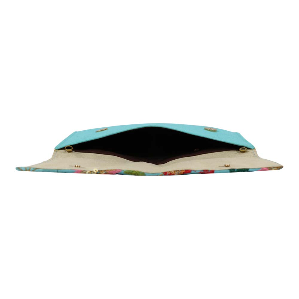 Floral Embroidered Clutch with Sequin Detailing