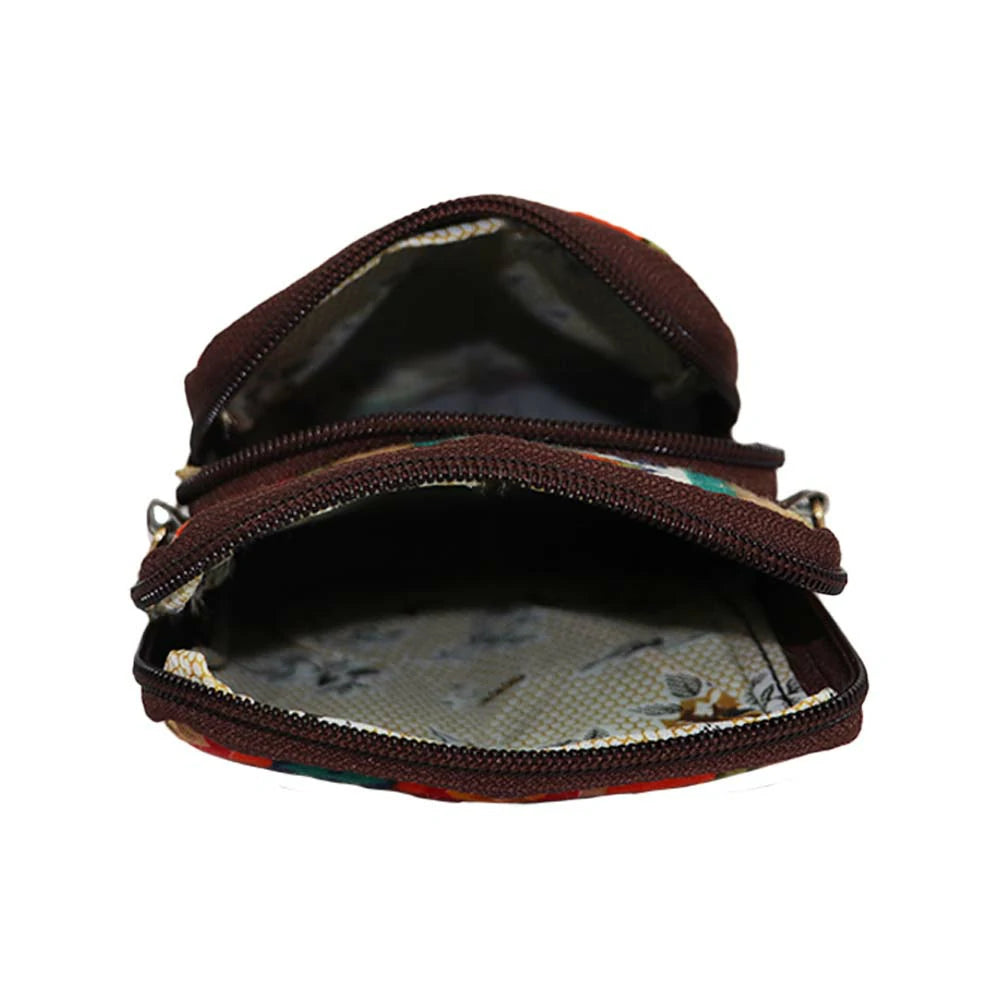 Multicolor Printed Sling Bag with Dual Zipper