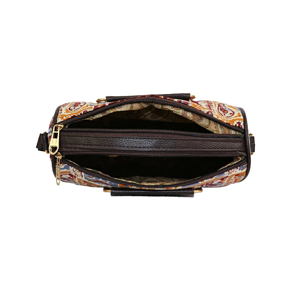 Women Red Printed Duffle Handbag with Sling Strap & Metal Handle – Travel & Everyday Stylish Bag