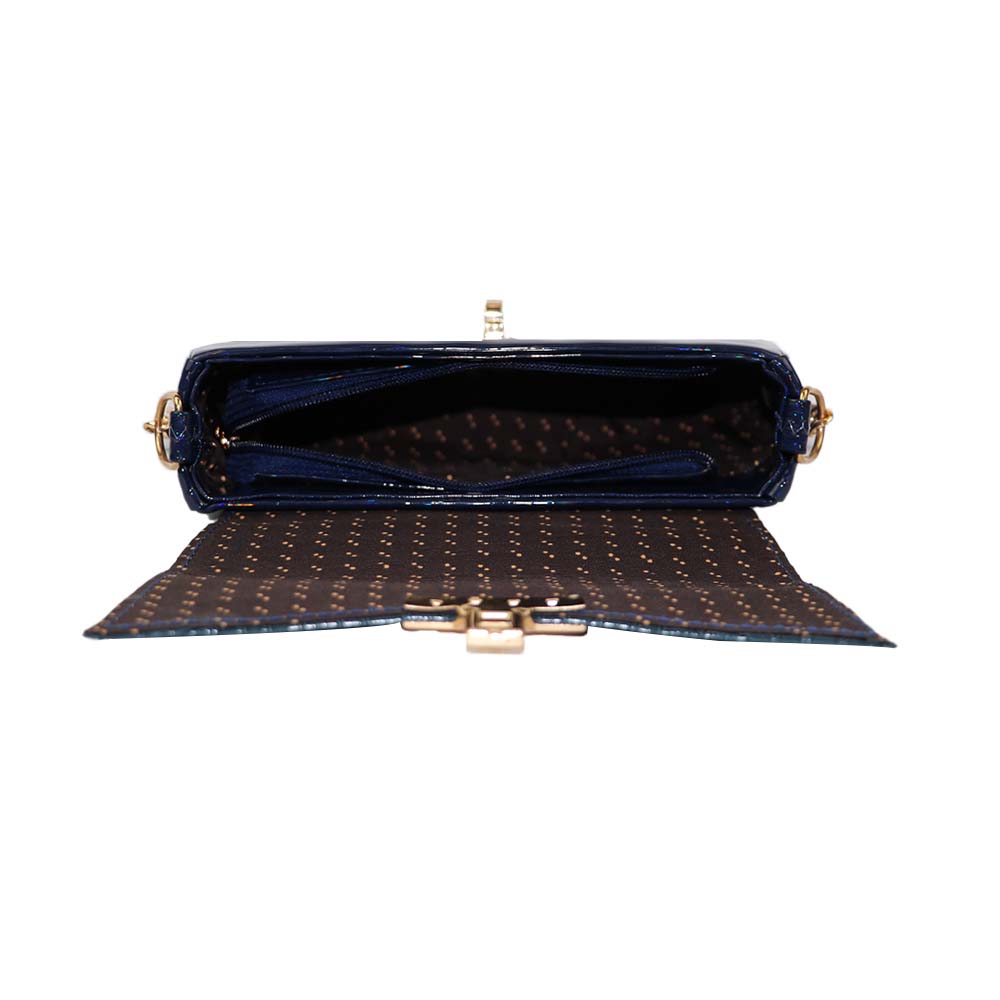 Texture Sling Bag with Gold Chain Strap