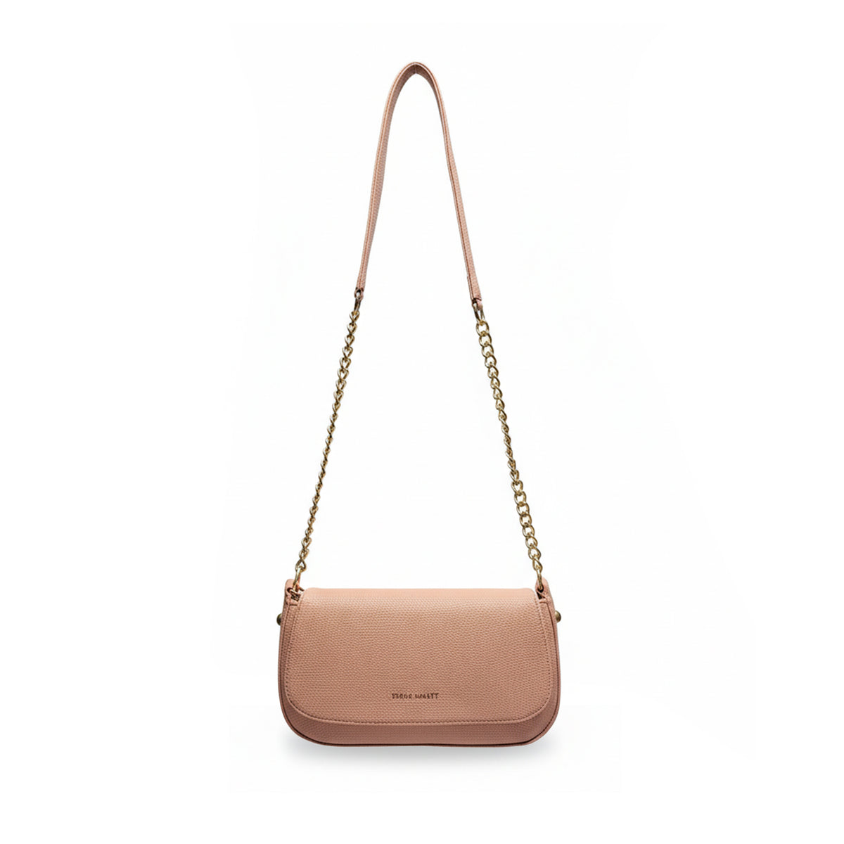 Elegant Textured Flap Shoulder Bag with Gold Chain Strap
