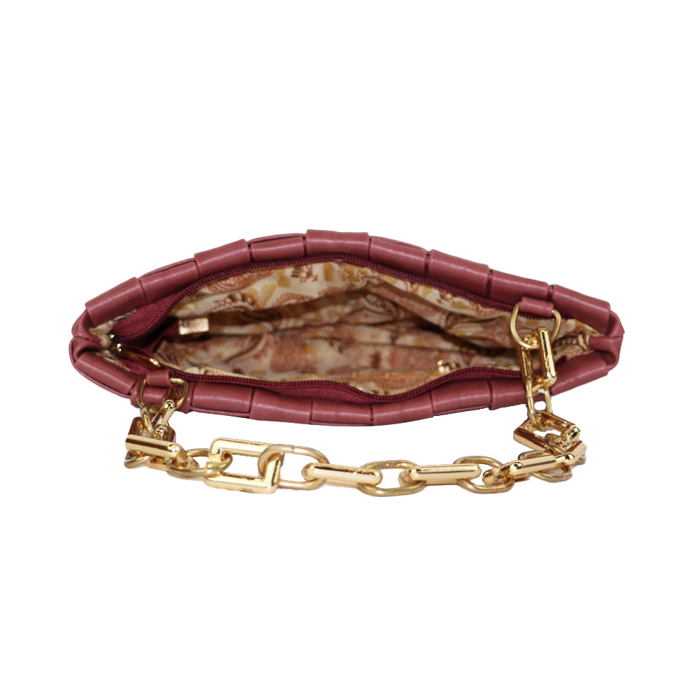 Woven Shoulder Bag with Gold Chain Strap Fashion Party Sling bag