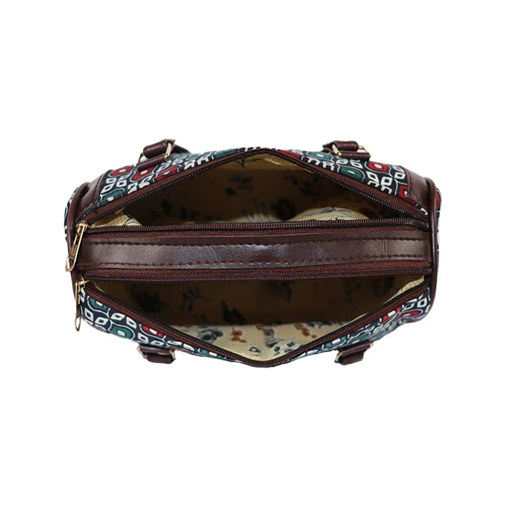 Printed Handbag for Women | Structured Shoulder Bag with Multiple Compartments | Stylish Everyday Carry
