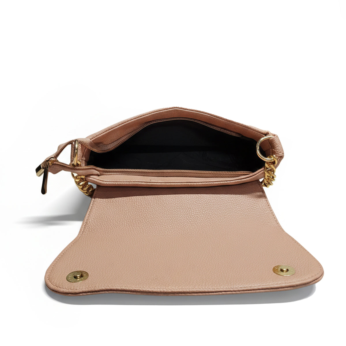 Elegant Textured Flap Shoulder Bag with Gold Chain Strap