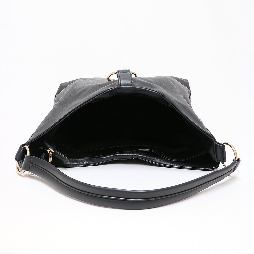 Taupe Metallic Ring Accent Hobo Bag