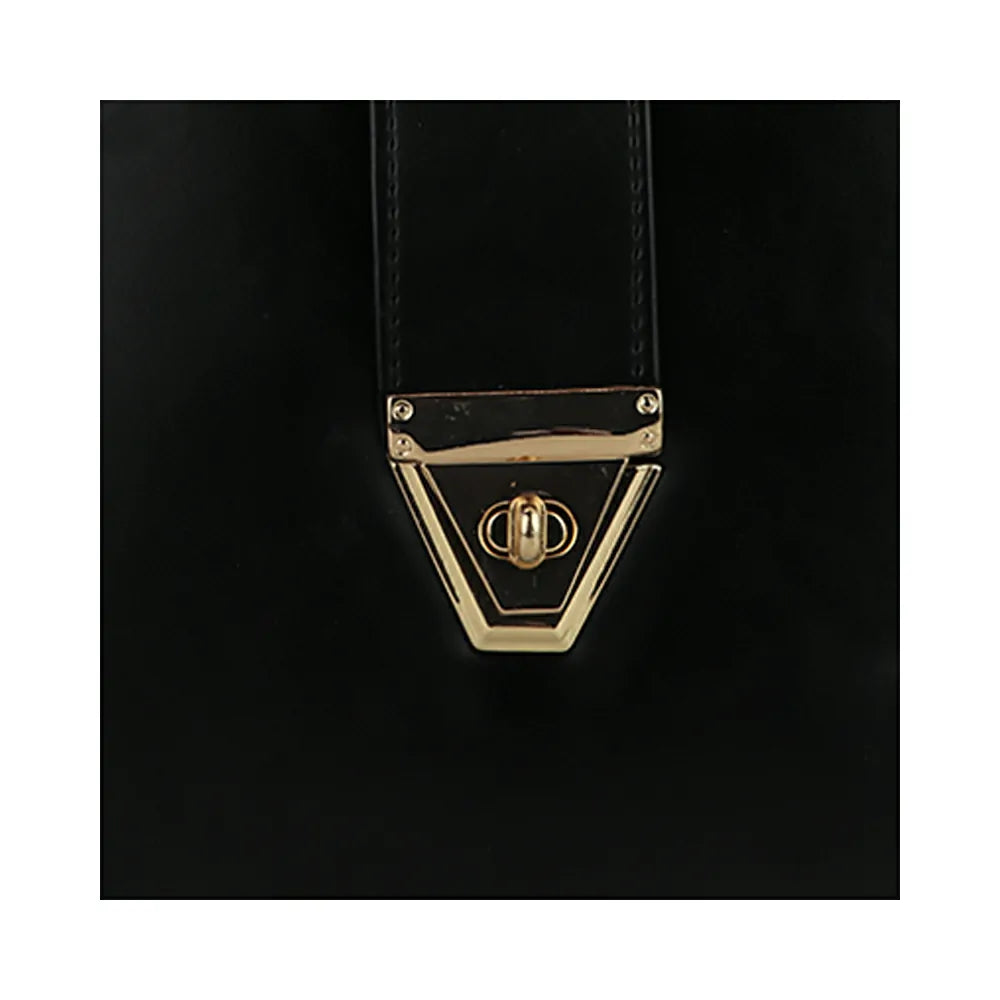 Black Shoulder Bag with Gold Chain Accent