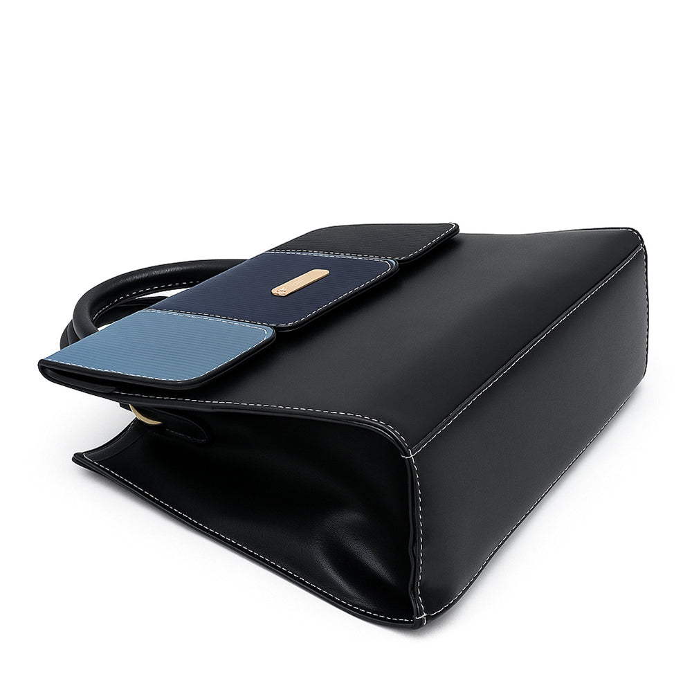 Elegant Striped Flap Top Handle Handbag