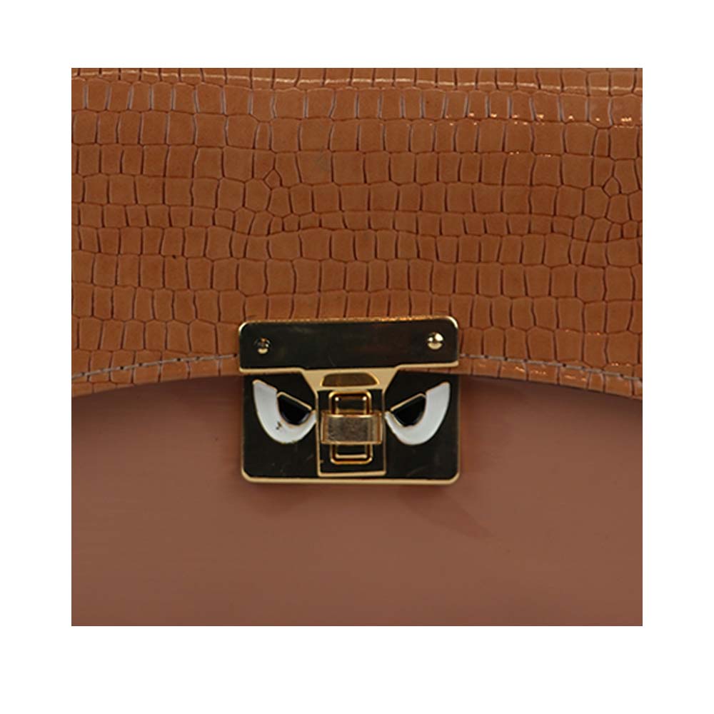 Texture Sling Bag with Gold Chain Strap