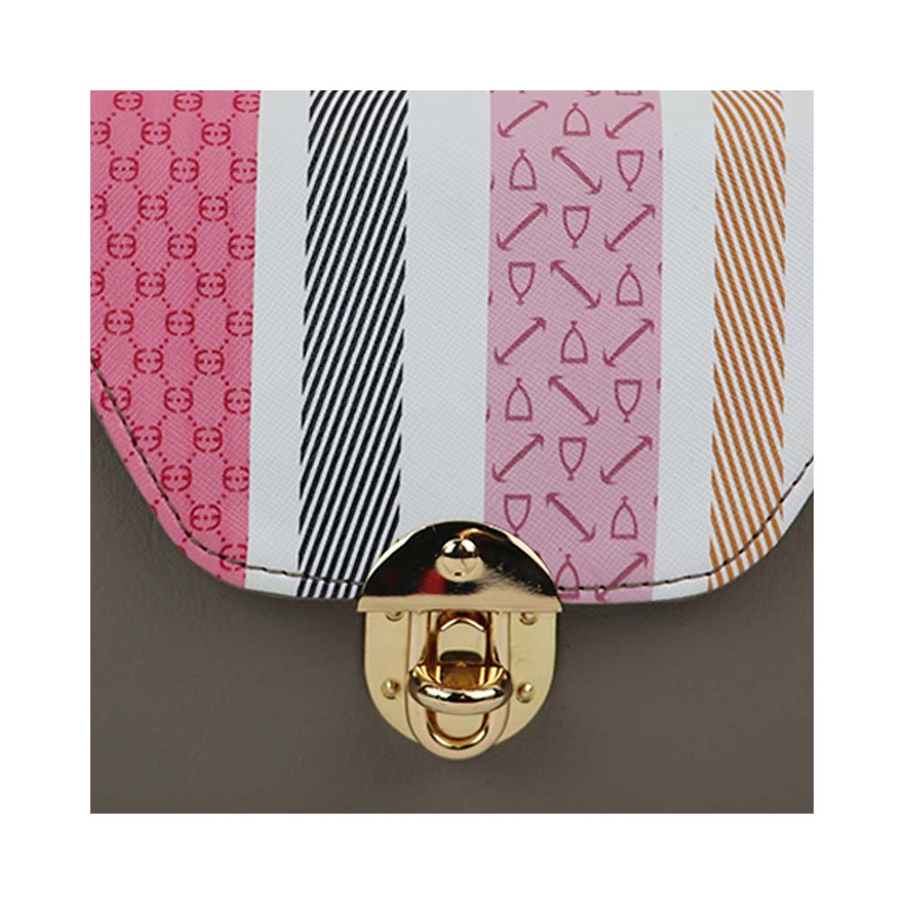 Chain Strap Sling Bag with Pattern Flap bag