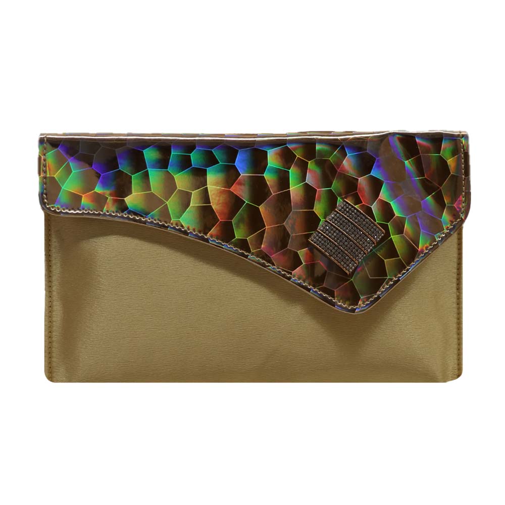 Texture Clutch Sling Bag with Gold Chain Strap Party clutch