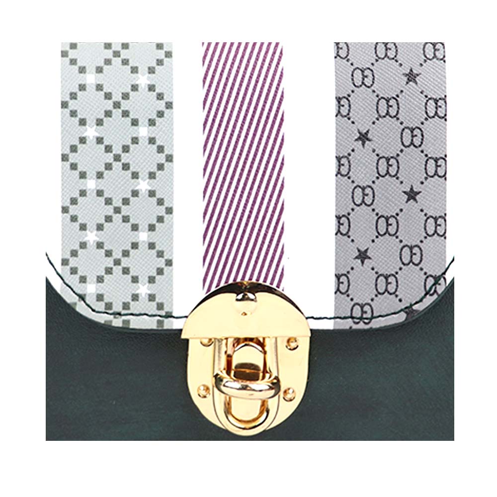 Chain Strap Sling Bag with Pattern Flap bag